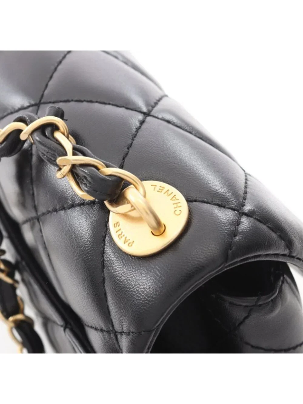 Chanel Shoulder Bag Quilted Small Flap Black Lambskin Chain